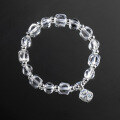wholesale S925 Sterling Silver Fresh and Sweet Style White Crystal Single Diamond Hollow Square Four-Leaf Flower Light Bead Bracelet S7939-0-1