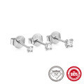wholesale S925 Sterling Silver Four-Prong Moissanite Stud Earrings with Diamond Accents, Edgy Ins Style Piercing Jewelry-0-3