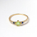 wholesale 925 Sterling Silver Gold Plated with Natural Peridot Exquisite Japanese-style Ring for Women Factory Supply Wholesale-0-4