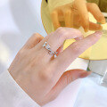 wholesale New Design Leaf Full Diamond Ring, Fashionable and Versatile Small Stacking Ring, in Metal Material-0-3