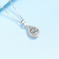 wholesale PT950 gold-plated 925 silver moissanite necklace for women, new style full pave teardrop pendant, elegant and luxurious collarbone chain for wholesale-0-2