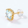 wholesale 925 Silver Japanese Minimalist Sky Blue Topaz Geometric Stud Earrings for Women Wholesale Princess Square Earrings-0-1