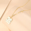 wholesale S925 Sterling Silver Fashionable Euro-American Style Alphabet Square Pendant Necklace, Minimalist and Luxurious Gold-Toned Collarbone Chain-0-3