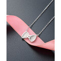 wholesale S925 Sterling Silver Korean Minimalist Fashion Zirconia-Studded Pendant Necklace Set, Versatile Bow Choker for Women-0-3