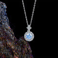 S925 Sterling Silver Aquamarine Moissanite Full-Diamond Necklace for Women-0-1