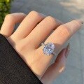 wholesale S925 Sterling Silver Exaggerated Luxury Large Cubic Zirconia Solitaire Ring for Women, European and American Foreign Trade-0-1
