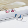 wholesale S925 Sterling Silver Exquisite Colorful Diamond Square Ear Clasp with Ins Style Design and Elegant Temperament for Women M04358-0-2