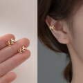 wholesale S925 silver petite branch ear clips for women, minimalist forest-style leaf non-pierced earrings G6601-0-0