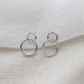 wholesale S925 Silver EA040 Korean-style Minimalist Versatile Geometric Circle Stud Earrings Women's Silver Jewelry-0-1
