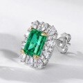 wholesale S925 Silver Plated with 18K Gold, Cross-Border New Retro European and American Style Emerald Earrings with High-Carbon Diamonds Wholesale-0-2
