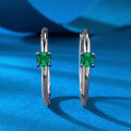 wholesale 925 Silver Metal European Style Large 4*4mm Green Diamond Stud Earrings Minimalist Circle Hoops Versatile Everyday Wear-0-1