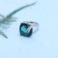 wholesale 925 silver designer-inspired synthetic emerald gemstone ring,-0-1