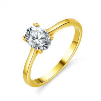 14K Gold Plated S925 Silver Moissanite Oval Women's Ring Factory Live-1 carat (empty setting) - 17 yards