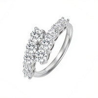 S925 Sterling Silver Moissanite Open Stacking Ring, Valentine's Gift, Factory Customization-White gold  Adjustable opening