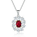 wholesale S925 Sterling Silver High-End European and American Three-Piece Ruby Jewelry Set with Ring, Earrings, and Necklace-0-3