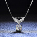 S925 Silver Moissanite Angel Wing Pendant Necklace for Women-0-0