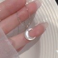 wholesale S925 Sterling Silver Ins Style Diamond-Inlaid Shell Moon Necklace Elegant Design Necklace Y01215-0-0