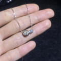 S925 Sterling Silver Moissanite French Bubble Pendant Necklace, Light Luxury, Niche, Versatile-0-1