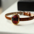 wholesale S925 silver retro-style two-tone watch/bracelet set inlaid with natural blood amber, featuring Mahakala, an explosive live-streaming product-0-1