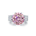 wholesale S925 Sterling Silver 10K Luxury Moissanite Women's Ring Princess Silver Jewelry-0-13