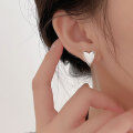 wholesale S925 Sterling Silver Minimalist Heart Stud Earrings for Women, Small Niche Ear Care, Luxe Heart-shaped Earrings-0-2