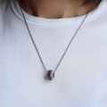 wholesale S925 Silver Natural Amethyst Lu Lu Tong Pendant Necklace with Colorful Diamonds Circle Fashion Necklace-0-3