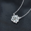 S925 Sterling Silver Moissanite Eight-Claw Necklace, Women's Korean Minimalist Pendant Collarbone Chain-0-0