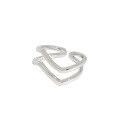 wholesale S925 Sterling Silver Korean Version Ins Minimalist Double-Layer Line Wave Pattern Open Ring for Women-0-5