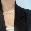 wholesale Sterling silver Korean-style irregular broken silver pearl necklace for women, versatile minimalist design, luxury collarbone chain accessory-0-3