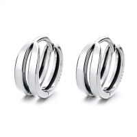 wholesale S925 Sterling Silver European and American Style Minimalist Hollow-out Geometric Ear Clasps, Unisex-YFR027/approx. 2.8g 925 silver