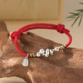 wholesale 999 Silver Nalan Literary Retro Chinese Style Exquisitely Designed Small Snake Red String Bracelet S7570-0-3