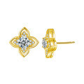 Sterling Silver Four-Leaf Clover Earrings with Moissanite-0-5