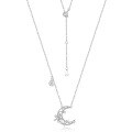 wholesale S925 Sterling Silver Minimalist Niche Design Ins-style Moon and Star Pendant Necklace, Sweet and Fashionable Snowflake Choker for Wholesale-0-4