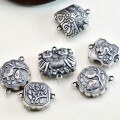 wholesale 925 Sterling Silver Ethnic Chinese Style DIY Accessories, Vintage Oxidized Pure Silver Mythical Beast Pendant Necklace, Decorative Ornament-0-0