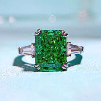 wholesale S925 Sterling Silver High Carbon Diamond 4 Carat Paraiba Green-R296 Green Diamond No. 5