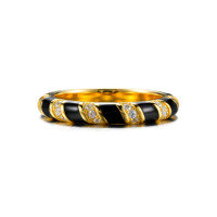 wholesale S925 silver enamel ring with black and white plating AU750 gold color, ins-style minimalist versatile fashion-Black-CBJZ458>7