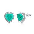 wholesale 925 Sterling Silver TikTok Viral Paraiba Ring Earring Necklace Set with Emerald Zirconia High-end Jewelry-0-9