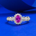 wholesale S925 Sterling Silver 4*6 Pink CZ Ring for Women, New Ins Style Daily Minimalist Versatile-0-0