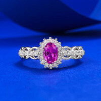 wholesale S925 Sterling Silver 4*6 Pink CZ Ring for Women, New Ins Style Daily Minimalist Versatile-R993 Pink Steel No. 5