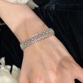 wholesale 925 Sterling Silver Hollowed Lace Full Diamond Bracelet, Small Niche Design, Starry Sky Mesh Bangle, Light Luxury Heavy Work Craftsmanship for Women-0-4
