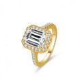 S925 Silver 3ct Emerald-Cut Moissanite Ring for Women-0-4