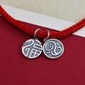 wholesale S925 Sterling Silver Auspicious Snake Pendant, Chinese Style Antique-inspired Minimalist Component for DIY Handmade Beading Bracelet, Red Cord Necklace-0-0