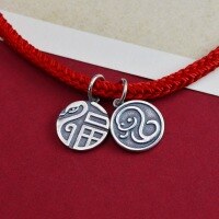 wholesale S925 Sterling Silver Auspicious Snake Pendant, Chinese Style Antique-inspired Minimalist Component for DIY Handmade Beading Bracelet, Red Cord Necklace-Antique Style Small
