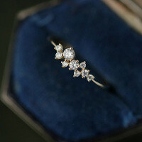 wholesale S925 Sterling Silver Starry Ring Fashionable Unique Niche Design Zircon Inlaid Adjustable Index Finger Ring-Copper with gold plating Adjustable opening