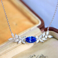 wholesale S925 Sterling Silver Red Elk Full Body Cornflower Marquise Pendant Necklace, Ultra Sparkly Personality Light Luxury Choker Collarbone Chain for Women-BX0313-White Gold 925 Silver