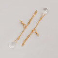 wholesale S925 silver plated with 14K gold white crystal earrings in sweet Japanese Mori-style for jewelry wholesale-0-2