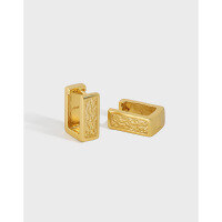 wholesale S925 Sterling Silver Korean Version Ins Original Niche Design Minimalist Aesthetic Versatile Textured Ear Clips for Women-18K gold 925 silver