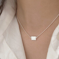 wholesale S925 Sterling Silver Minimalist Smiley Face Pendant Necklace for Women, Korean New Style Small and Simple Design Collarbone Chain-Pure silver (40+5CM)