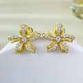 wholesale S925 Silver Plated Vintage Floral Stud Earrings, Daily Retro Fashion Antique Style-0-2