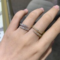 wholesale Silver Plated Gold, Double Row Openable Moissanite Engagement Ring for Women, Versatile Ins Style-White Gold (0.45ct)  US size 7.5